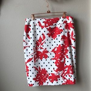 Nine West Floral Polka Dot Pencil Skirt
